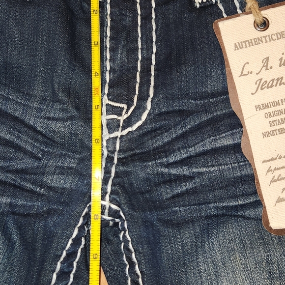 New VNTG  LA IDOL SIZE 9 BERMUDA BLING SHORTS DENIM JEAN RARE FIND WOMENS TEENS - Picture 9 of 15